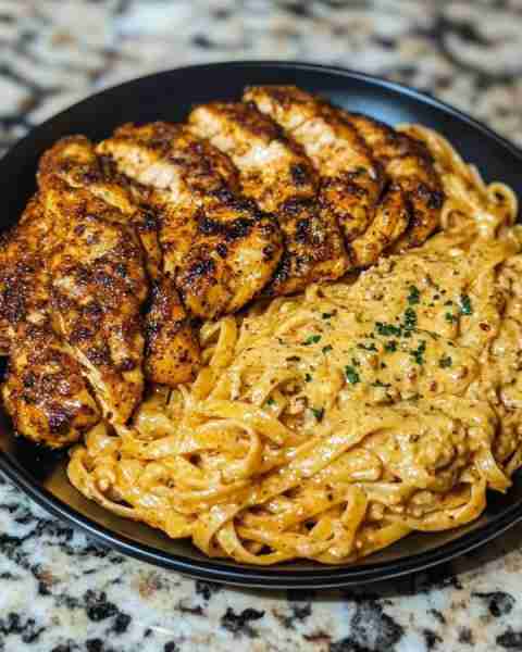 Spicy Cajun Chicken Linguine Pasta in Creamy Garlic Parmesan Ingredients: For the Cajun Chicken: 4 b...