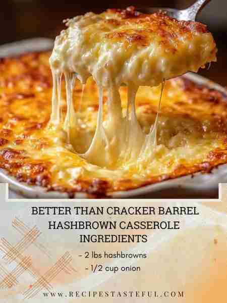 Better Than Cracker Barrel Hashbrown Casserole Ingredients: 2 pounds frozen hashbrowns ½ cup onion,...