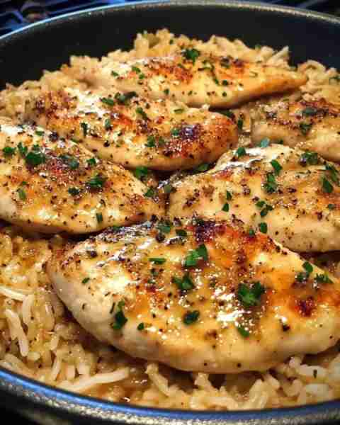 Chicken with Garlic Parmesan Rice Ingredients 2 tbsp olive oil ½ cup (1 stick) butter 1 pound chicke...