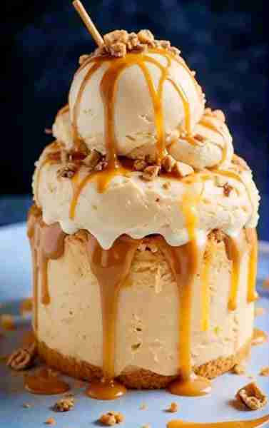 CARAMEL CHEESECAKE ICE CREAM DESSERT Frozen, creamy, sweet & salty heaven in every bite! --- Ingredi...