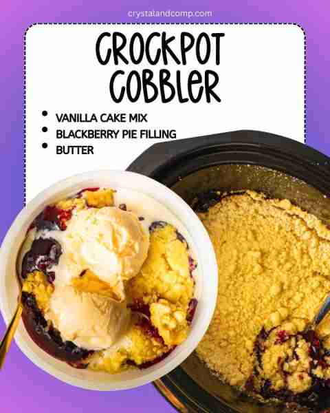 🫐❤️ CROCKPOT COBBLER Skip the oven heat and enjoy this easy, mouthwatering dessert right from your...