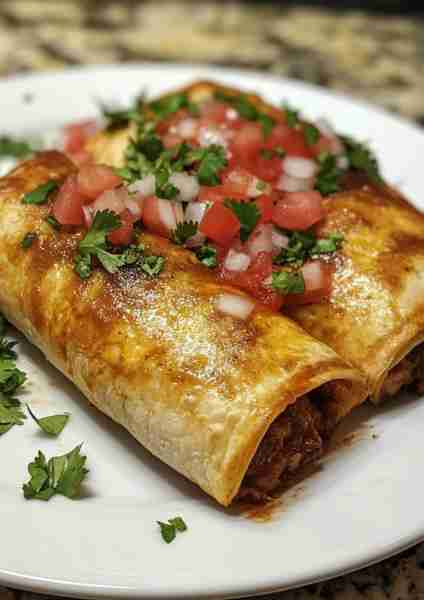 🌮🧀 Beef and Cheese Chimichangas—crispy, golden tortillas filled with savory seasoned beef and melt...