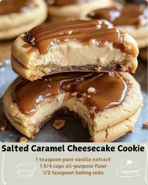 🍪 Salted Caramel Cheesecake Cookie 🧂 Ingredients For the Cookies: 1 cup unsalted butter, softened...