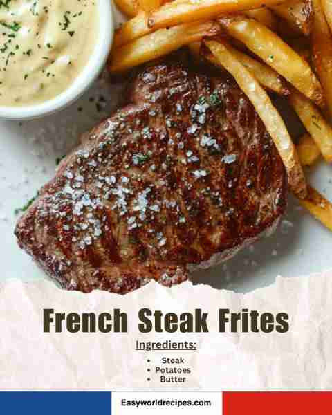 🇫🇷 French Steak Frites (Steak and Fries) Perfectly grilled steak paired with crispy golden fries and...