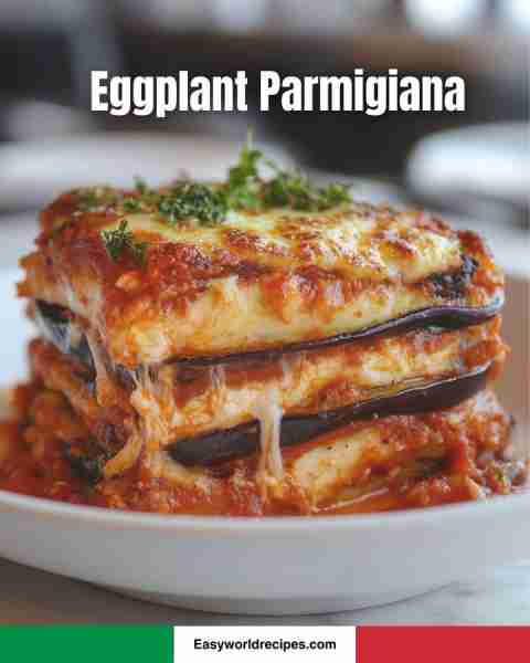 🍆 Eggplant Parmigiana 🇮🇹🍅 Layers of tender eggplant, rich tomato sauce, and melted cheese baked to...