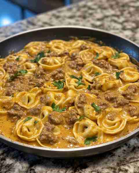 Cajun Beef Stroganoff Tortellini Ingredients: 1 lb cheese tortellini (fresh or frozen) 1 lb ground b...