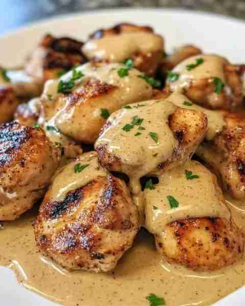 Cajun Grilled Chicken Bites with Creamy Garlic Sauce Ingredients: 2 lbs boneless, skinless chicken b...