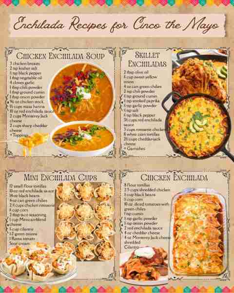THE BEST ENCHILADA RECIPES FOR CINCO THE MAYO! CHICKEN ENCHILADA SOUP: 3 chicken breasts 2 tsp koshe...
