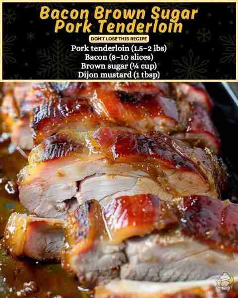 Bacon-Wrapped Pork Tenderloin 🥓🔥 This one’s a total crowd-pleaser—sweet, smoky, juicy, and ready i...