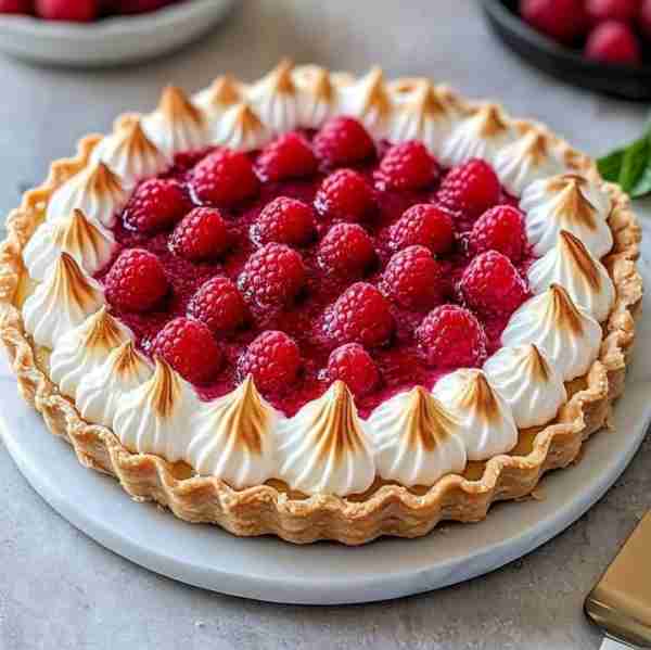 Raspberry Meringue Pie 🥧🍇 Tangy, sweet raspberries meet light, fluffy meringue in this Raspberry M...