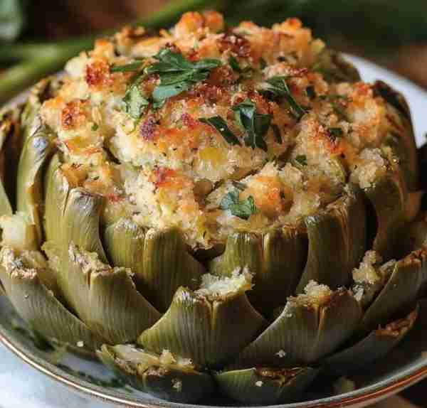 Would you Eat this Baked Stuffed Artichoke 😋 Ingredients: 4 large artichokes 1 cup breadcrumbs 1/2...