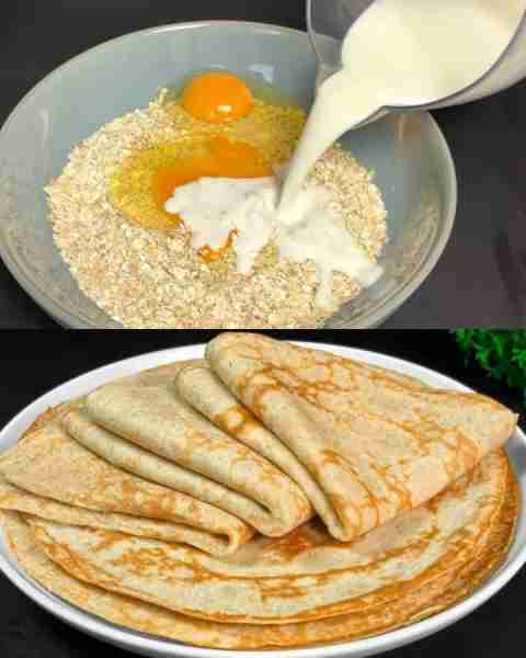 Healthy oat pancake recipe in 5 minutes! No sugar. No flour Ingredients: 2 cups oatmeal (220g) 1/2 t...