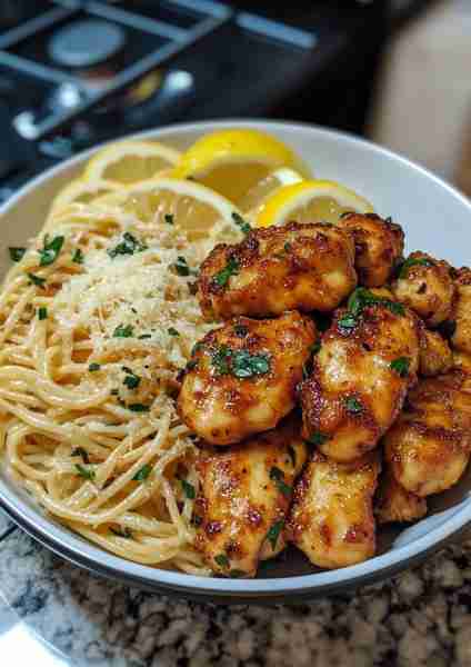 🍋🧈 Lemon Garlic Butter Chicken with Creamy Parmesan Linguine—rich, vibrant, and irresistibly cream...