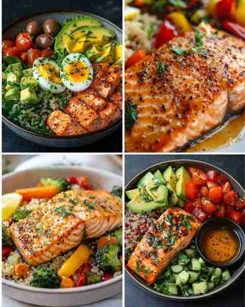 You’ve got to try this Nourishing Grilled Salmon & Veggie Quinoa Bowl! It's healthy, colorful, and p...