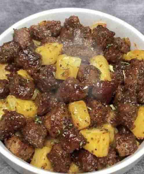 Garlic Butter Steak and Potatoes Skillet - Don't Lose This Recipe Ingredients: 1 lb. of steak bites...