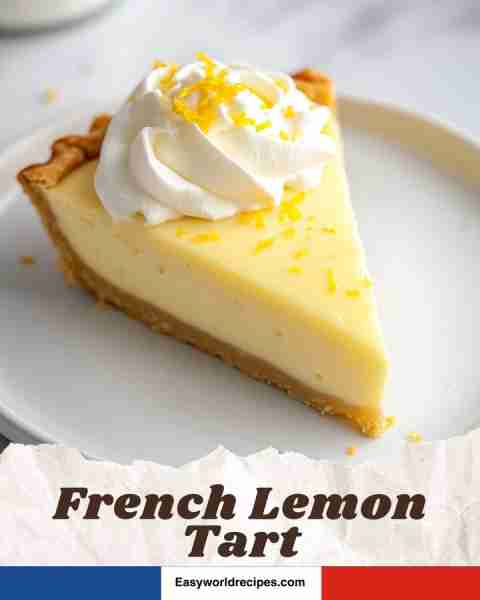 Zesty French Lemon Tart 🍋 Buttery crust with silky lemon filling and cream 🇫🇷🍋🍰 recipe in the (C0...