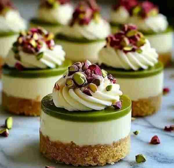Pistachio White Chocolate Mini Cheesecakes Ingredients For the Crust • 1 cup graham cracker crumbs •...