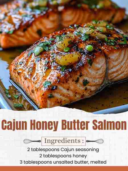 Cajun Honey Butter Salmon Ingredients: 4 salmon fillets 2 tablespoons Cajun seasoning 2 tablespoons...