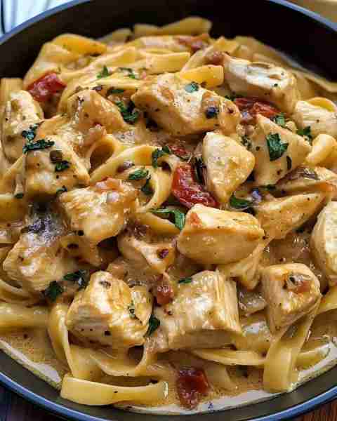 Tuscan Chicken Pasta Ingredients: 2 tbsp olive oil 1 lb boneless, skinless chicken breasts, cut into...