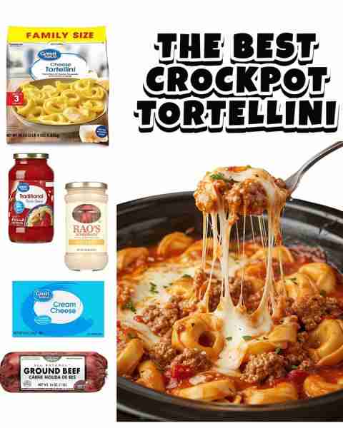 EASY dinner idea and soooo delicious!!! ✨Easy Delicious Crockpot Tortellini ✨ 1. In a crockpot add...
