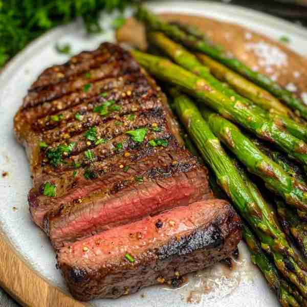 Grilled Steak with Asparagus 🥩🌱 This recipe highlights perfectly grilled steak, paired with tender...