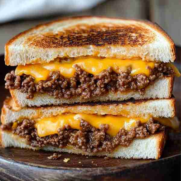 Ground Beef Grilled Cheese Sandwich 🍔 Try this delicious twist on a classic sandwich! 📋 Ingredien...