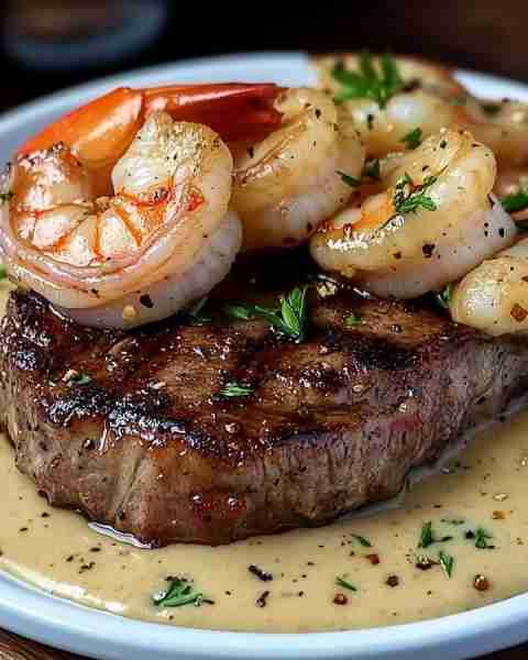 Juicy Steak in a Rich, Creamy Cajun Shrimp Sauce 🍤🥩 Elevate your dinner game with this delightful...