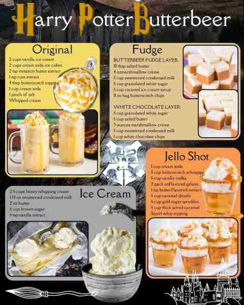 HARRY POTTER FANS UNITE! HARRY POTTER BUTTERBEER: 2 cups vanilla ice cream 2 cups cream soda ice cub...