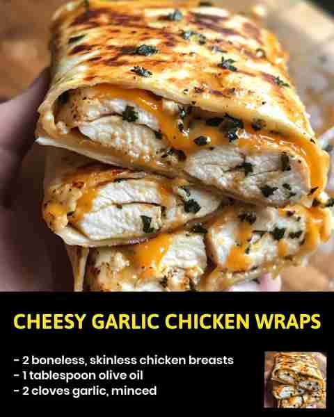 Cheesy Garlic Chicken Wraps Looking for a quick and delicious meal idea? These Cheesy Garlic Chicken...