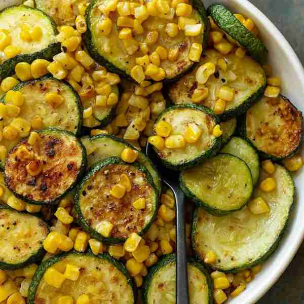 Roasted Zucchini and Corn Ingredients 2 medium zucchini, sliced into rounds 2 ears corn, kernels rem...