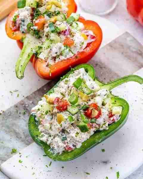 A good chicken salad is always a delicious, super quick meal! - Chicken Salad Stuffed Peppers 🫑 ❤Ra...
