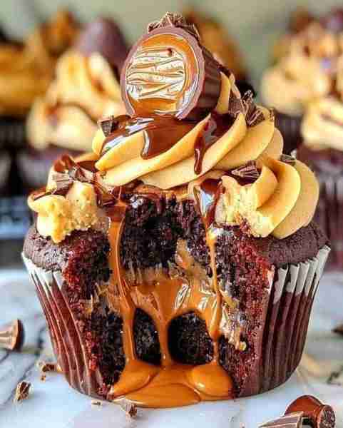 PEANUT BUTTER CUP LAVA CUPCAKES INGREDIENTS For the Cupcakes 1 cup all-purpose flour ½ cup unsweeten...