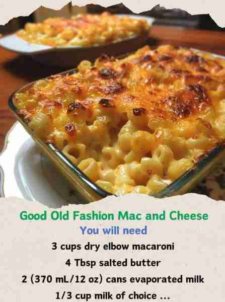 Good Ole Fashion Mac and Cheese 😋 Don't Lose This RECIPE 😍🥰 INGREDIENTS : 3 cups dry elbow macaro...