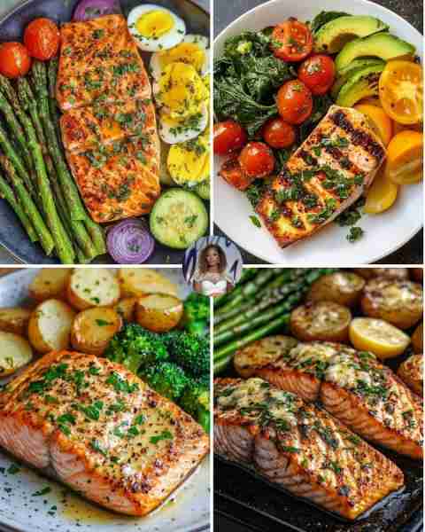 Get ready for a delicious dinner! This Honey Mustard Salmon with Roasted Asparagus is perfect for bu...