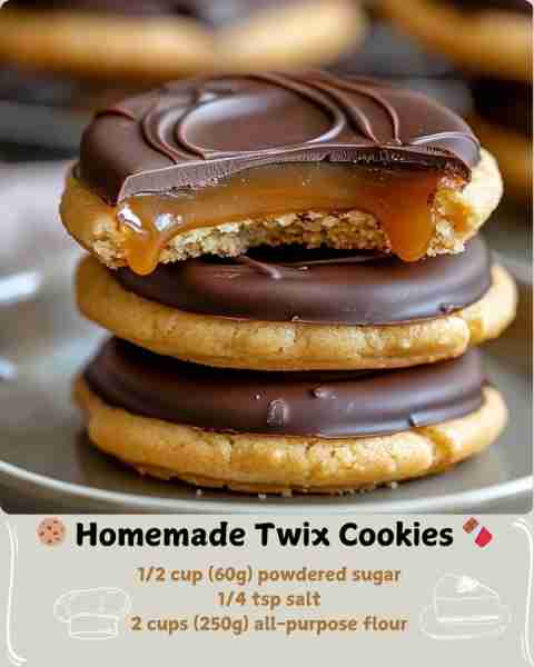🍪 Homemade Twix Cookies 🍫 Ingredients For the shortbread base: 1 cup (2 sticks / 225g) unsalted bu...