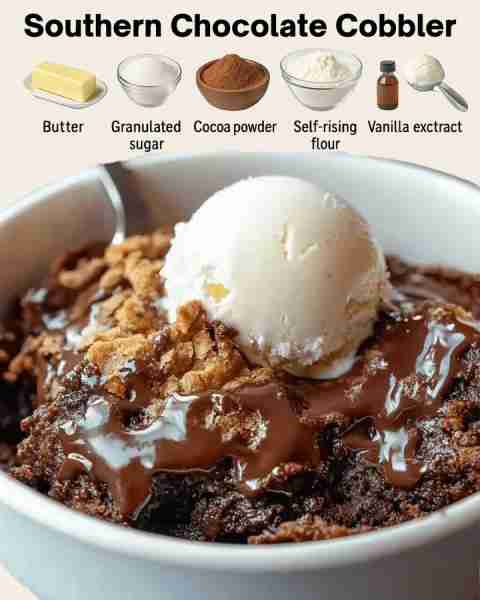 Southern Chocolate Cobbler Recipe Ingredients 1/2 cup butter 1 1/2 cups granulated sugar 3 t...