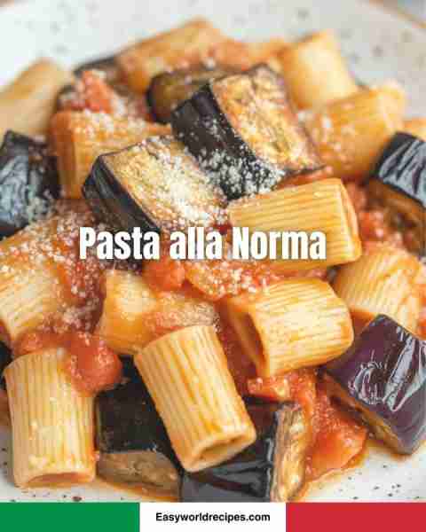 🍆 Pasta alla Norma 🇮🇹🍝 Hearty pasta tossed with roasted eggplant and rich tomato sauce—Sicilian ma...