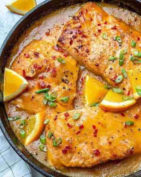 Sweet + Spicy Saucy Orange Salmon for a Fast & Easy Dinner! This entire meal will come together in...