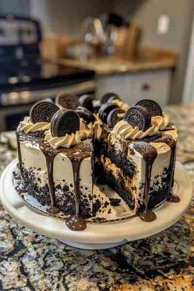 Oreo Cake with Chocolate Ganache Ingredients: For the Cake: 1 box chocolate cake mix (or use your fa...