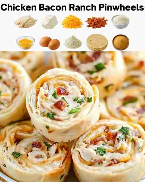 Chicken Bacon Ranch Pinwheels Ingredients 2 cups shredded cooked chicken 8 oz cream cheese softened...