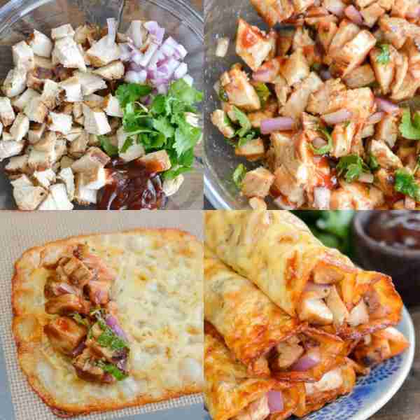 You only need cheese, chicken, red onion, cilantro, and BBQ sauce for this keto snack!