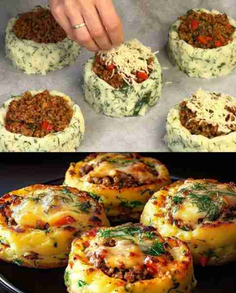 Stuffed Mashed Potato Nests - Simple and delicious recipe Ingredients for Stuffed Mashed Potato Nest...