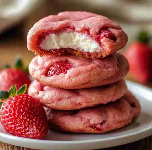Strawberry Cheesecake Cookies Ingredients: For the Cheesecake Filling: • 6 oz cream cheese, softened...