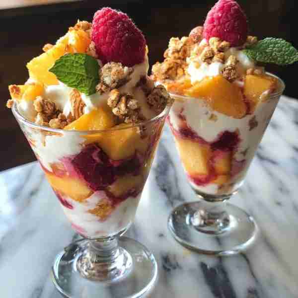 🍑 PEACH MELBA PARFAITS 🍦 (Absolutely delicious) 📝 INGREDIENTS: 2 ripe peaches, peeled and sliced...