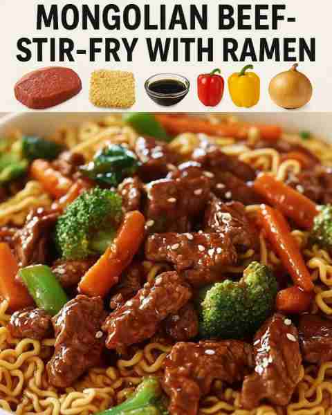 Mongolian Beef Stir-Fry with Ramen Ingredients 1 lb flank steak thinly sliced against the grain...