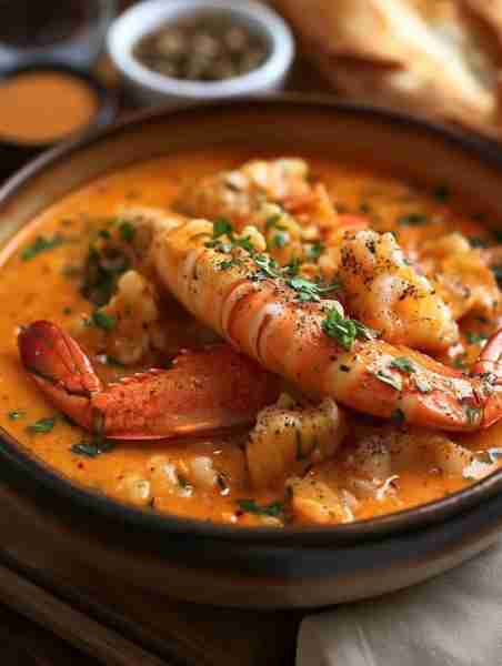 🦞 Seafood Bisque with Crab, Shrimp, and Lobster 🦐 Ingredients: 1/2 lb crab meat, cooked 1/2 lb shr...