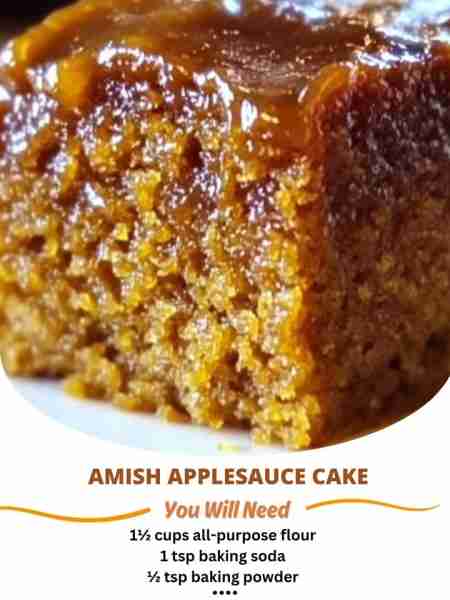 Amish Applesauce Cake Ingredients: 1½ cups all-purpose flour 1 tsp baking soda ½ tsp baking powder 1...