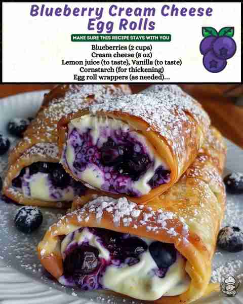 Blueberry Cream Cheese Egg Rolls 💙—these didn’t last 5 minutes! 🫐 You’ll Need: • 2 cups blueberrie...