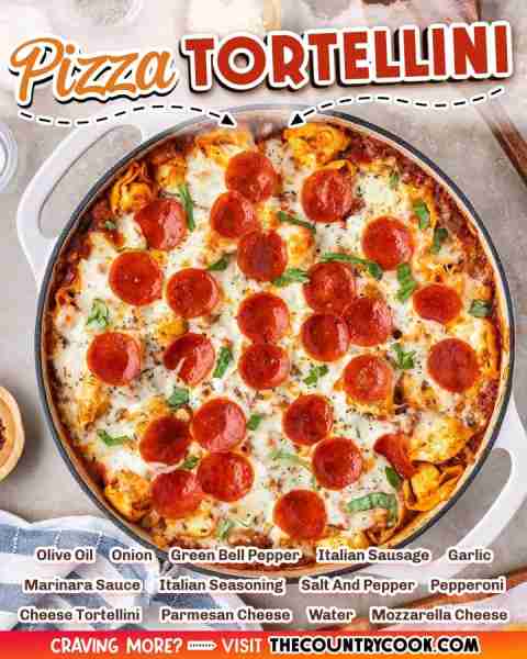 Pizza Tortellini is made with tortellini, sausage, peppers and onions all coated in marinara sauce a...