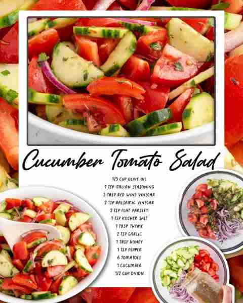 Tomato Cucumber Salad 🥗 Check the top comments for the full recipe ~~ Ingredients For The Dressing:...